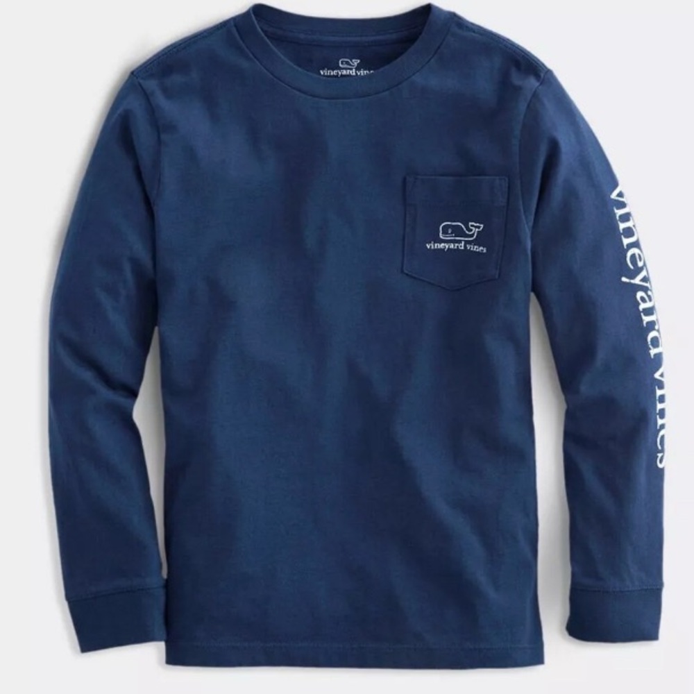 ⭐️NWT!⭐️Vineyard Vines Kids Vintage Whale Pocket Blue Long Sleeve